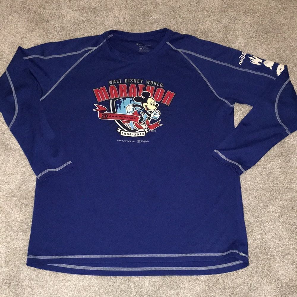 20th anniversary blue vintage long sleeve Disney marathon running t shirt M 2013